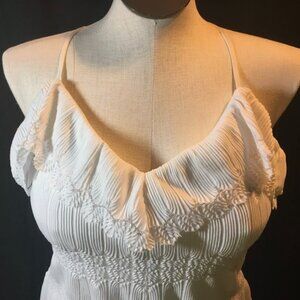 White Romper by GUESS Scalloped Hem Neckline and Eyelet Fabric Section Size XL